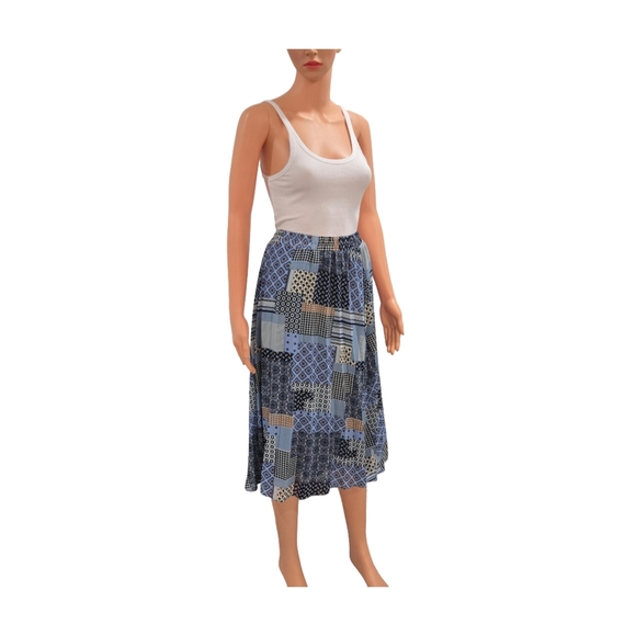 Blue Pleated Midi A-Line Skirt for Casual Wear (New) - Picture 6 of 8
